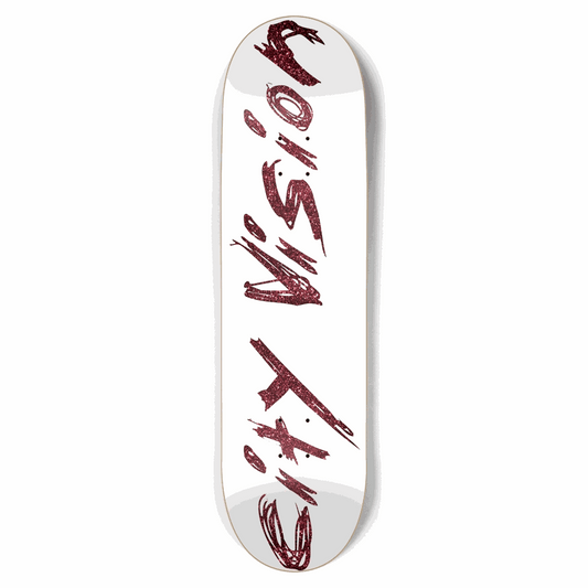 White and Red Glitter Name 8.75 City Vision Skateboards  City Vision Skateboards 8.75