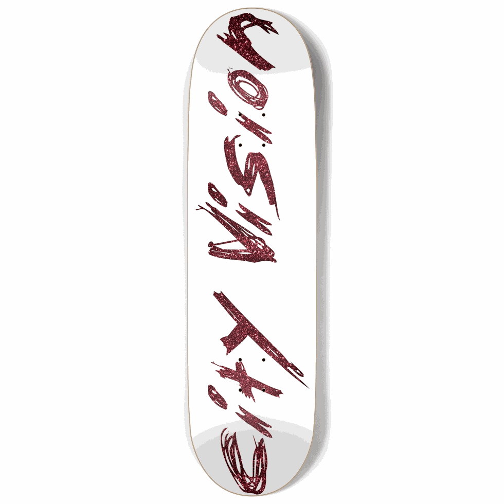 White and Red Glitter Name 9.00 City Vision Skateboards  City Vision Skateboards 9.00