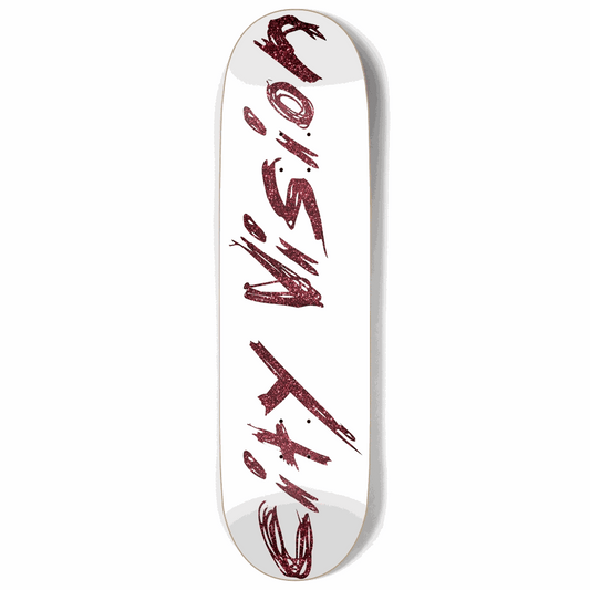 White and Red Glitter Name 9.00 City Vision Skateboards  City Vision Skateboards 9.00