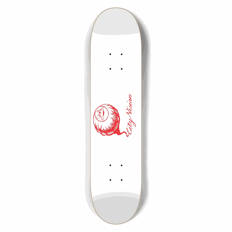 White and Red Logo 7.50 City Vision Skateboards  City Vision Skateboards 7.50