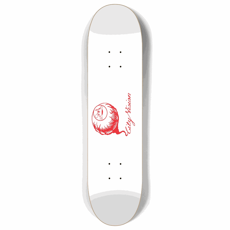 White and Red Logo 8.00 City Vision Skateboards  City Vision Skateboards 8.00
