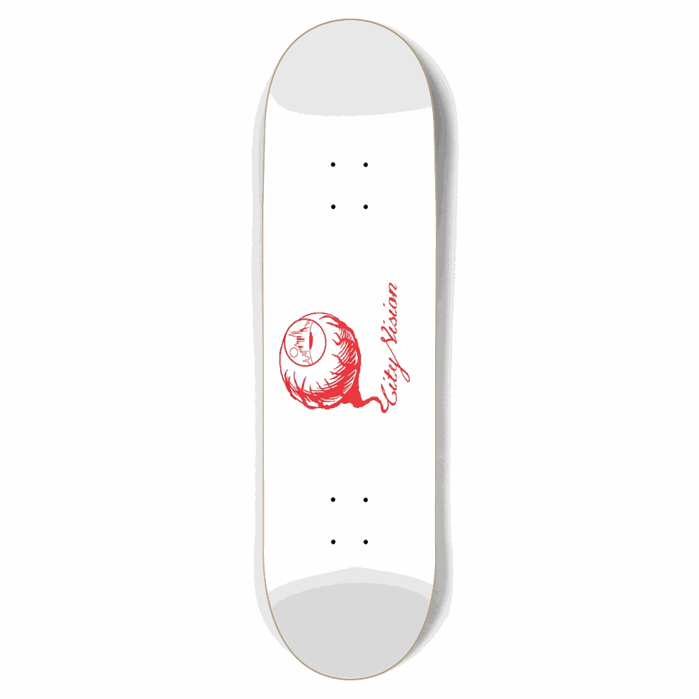 White and Red Logo 8.75 City Vision Skateboards  City Vision Skateboards 8.75