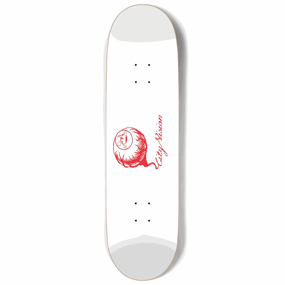 White and Red Logo 9.00 City Vision Skateboards  City Vision Skateboards 9.00