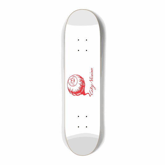 White and Red Logo Mini 7.25 City Vision Skateboards  City Vision Skateboards 7.25