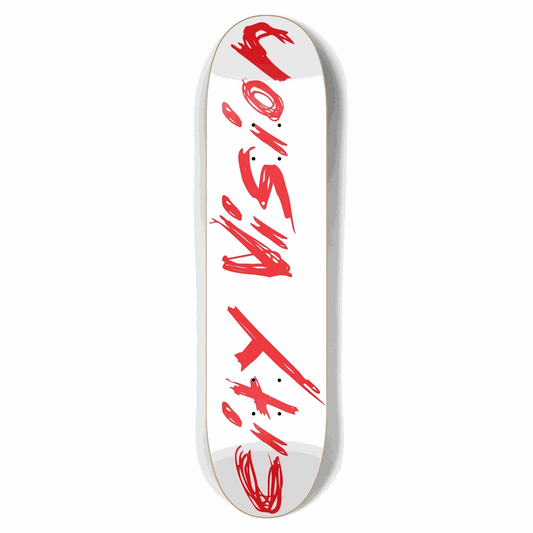 White and Red Name 7.62 City Vision Skateboards  City Vision Skateboards 7.62