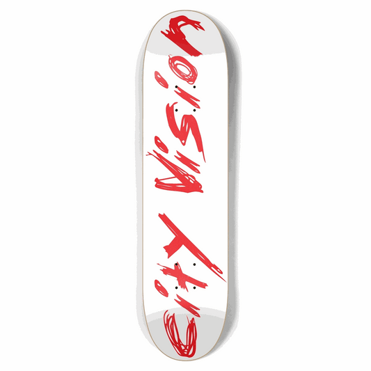 White and Red Name 7.75 City Vision Skateboards  City Vision Skateboards 7.75
