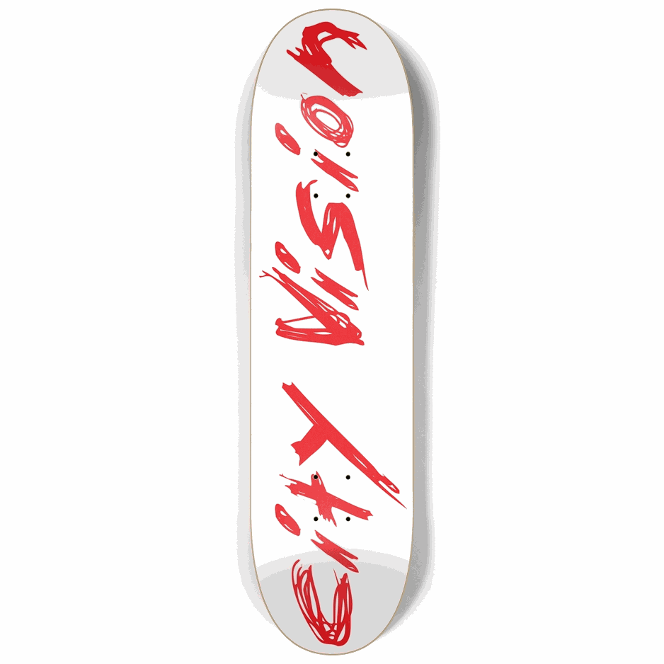 White and Red Name 8.25 City Vision Skateboards  City Vision Skateboards 8.25