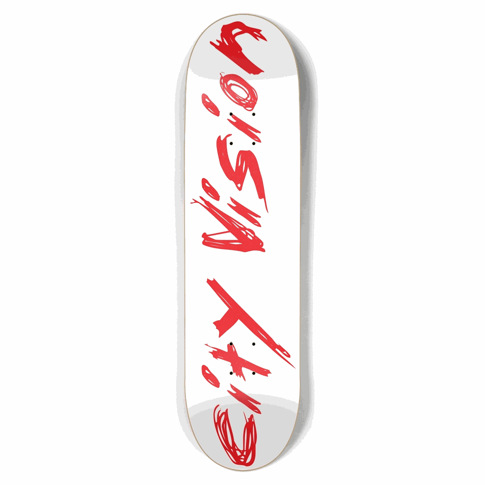 White and Red Name 8.50 City Vision Skateboards  City Vision Skateboards 8.50
