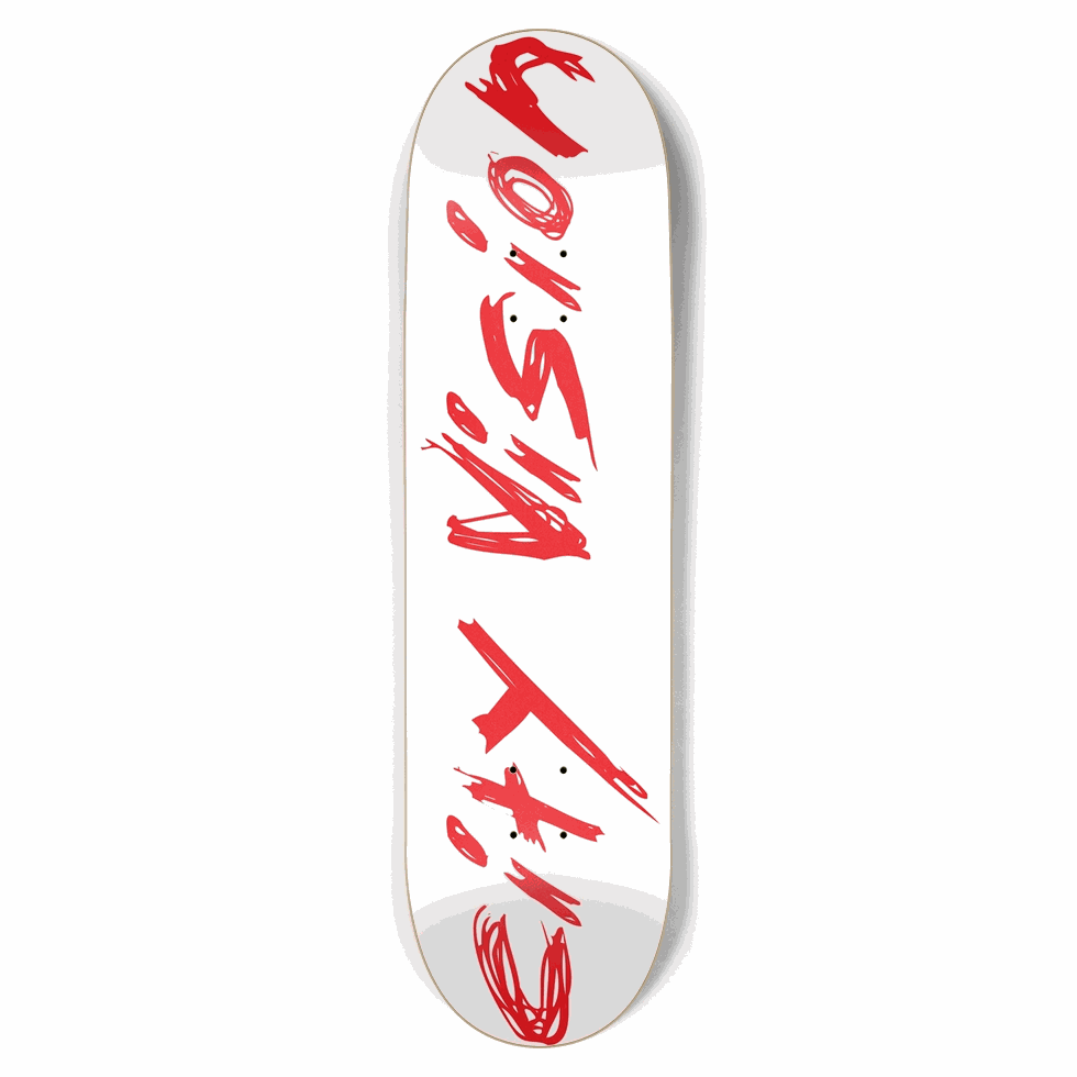 White and Red Name 8.75 City Vision Skateboards  City Vision Skateboards 8.75