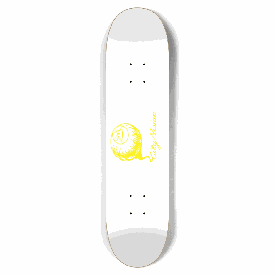White and Yellow Logo 7.75 City Vision Skateboards  City Vision Skateboards 7.75