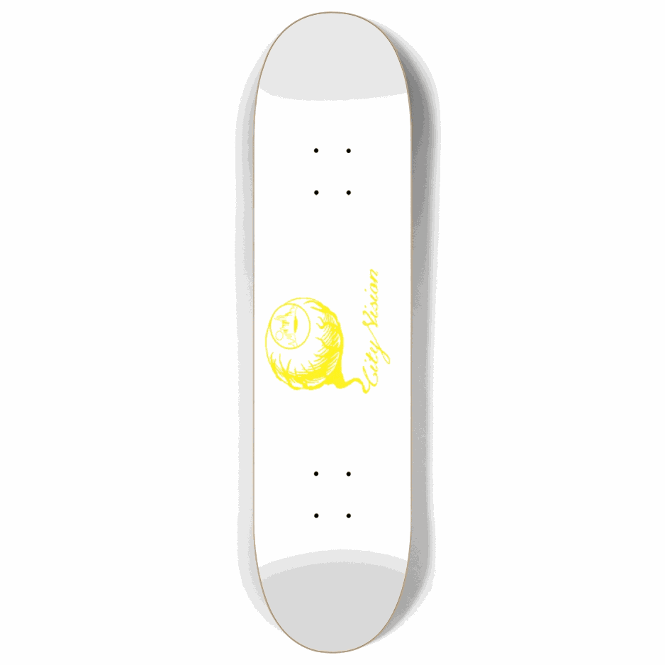 White and Yellow Logo 8.00 City Vision Skateboards  City Vision Skateboards 8.00