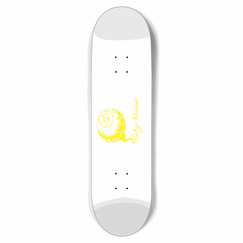White and Yellow Logo 8.75 City Vision Skateboards  City Vision Skateboards 8.75