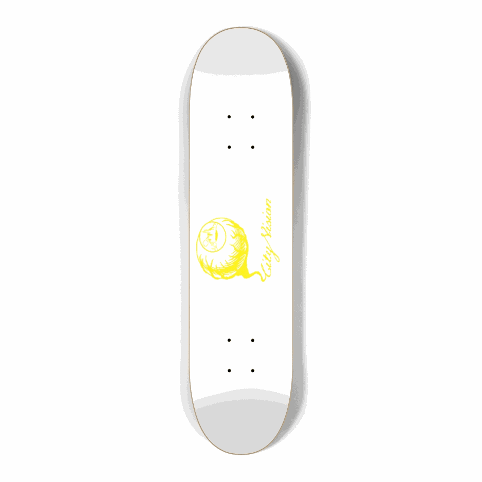 White and Yellow Logo Mini 7.25 City Vision Skateboards  City Vision Skateboards 7.25