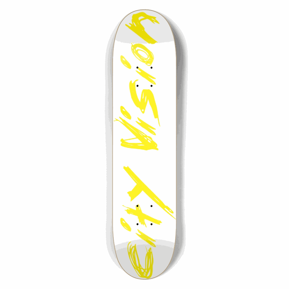 White and Yellow Name 7.50 City Vision Skateboards  City Vision Skateboards 7.50