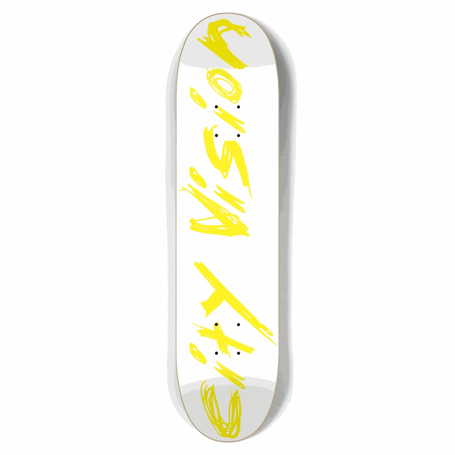 White and Yellow Name 7.62 City Vision Skateboards  City Vision Skateboards 7.62