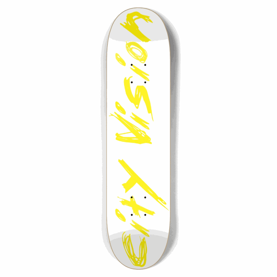 White and Yellow Name 7.75 City Vision Skateboards  City Vision Skateboards 7.75
