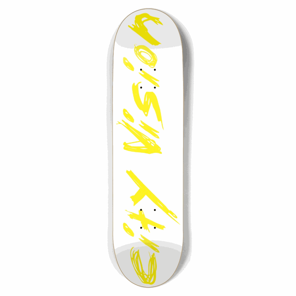 White and Yellow Name 8.50 City Vision Skateboards  City Vision Skateboards 8.50