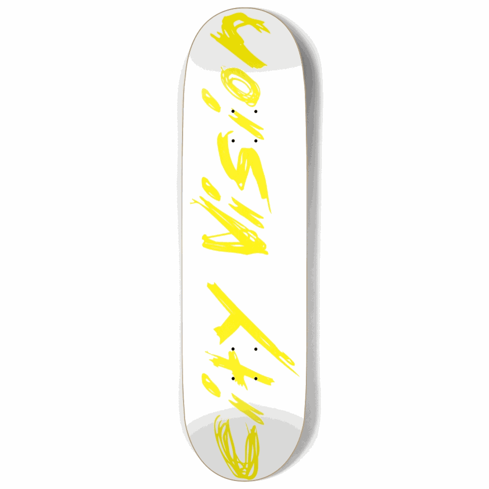 White and Yellow Name 9.00 City Vision Skateboards  City Vision Skateboards 9.00