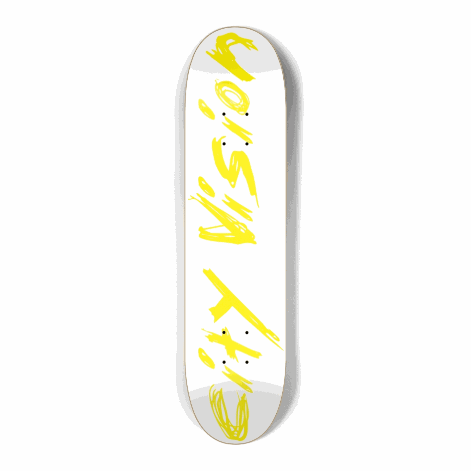 White and Yellow Name Mini 7.25 City Vision Skateboards  City Vision Skateboards 7.25