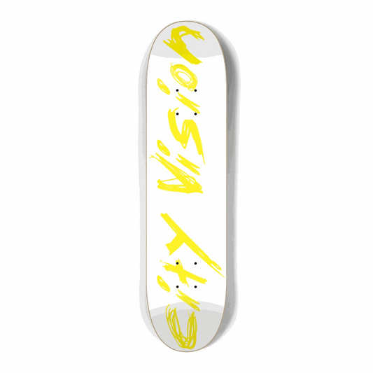 White and Yellow Name Mini 7.25 City Vision Skateboards  City Vision Skateboards 7.25