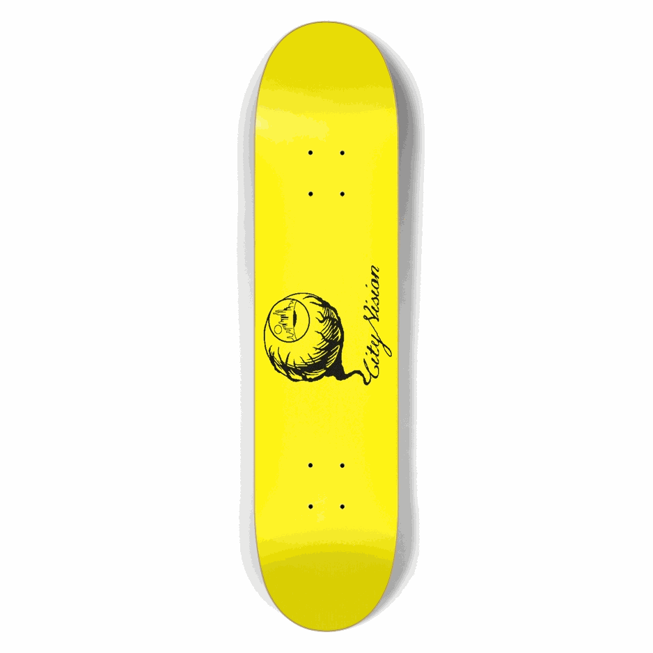 Yellow and Black Logo 7.50 City Vision Skateboards  City Vision Skateboards 7.50