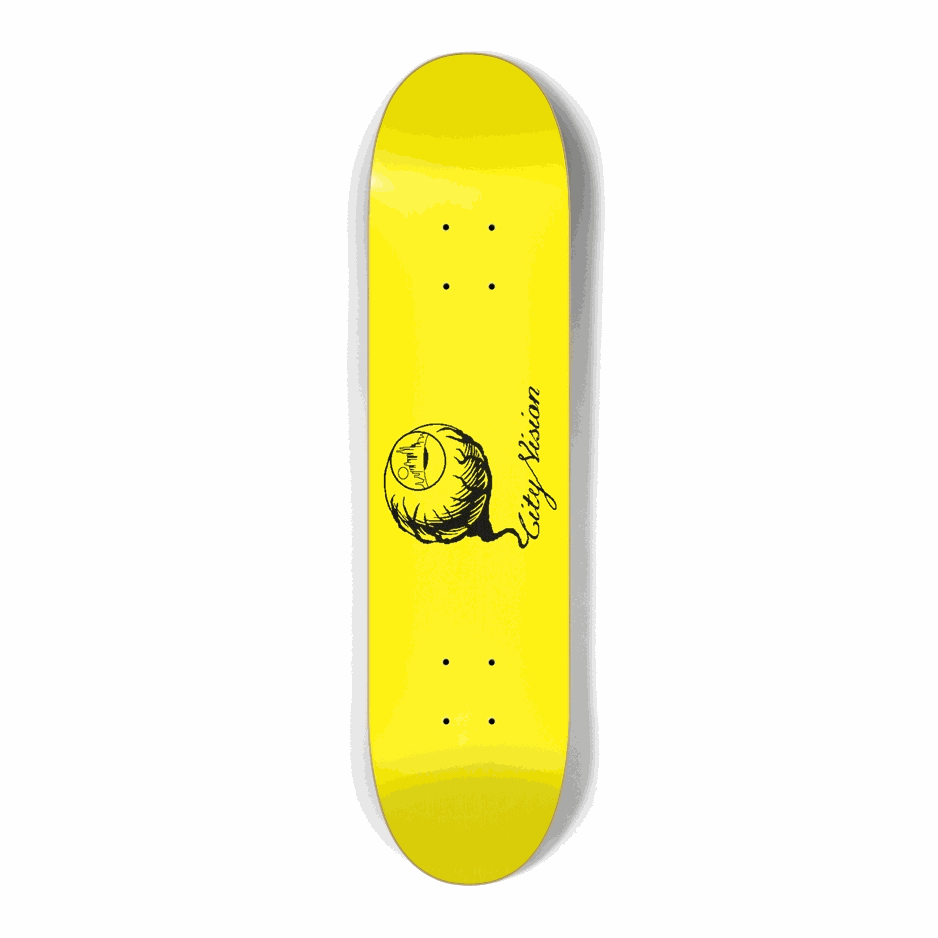 Yellow and Black Logo Mini 7.25 City Vision Skateboards  City Vision Skateboards 7.25