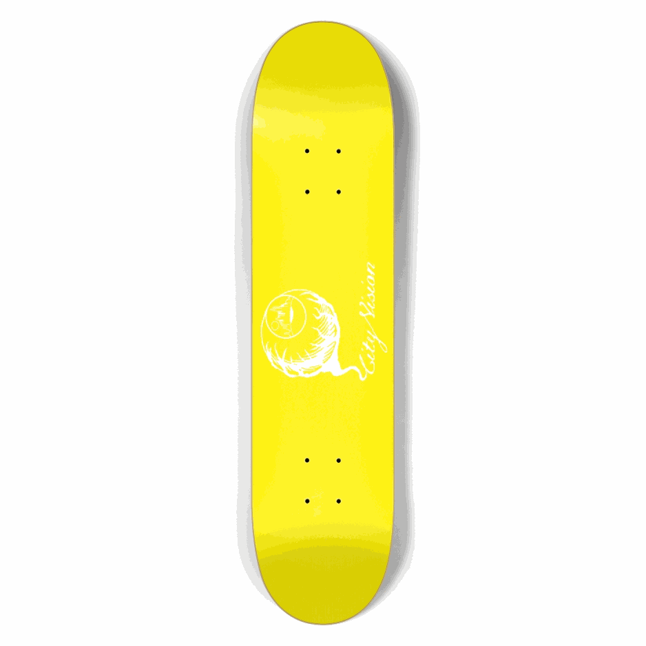 Yellow and White Logo 7.50 City Vision Skateboards  City Vision Skateboards 7.50