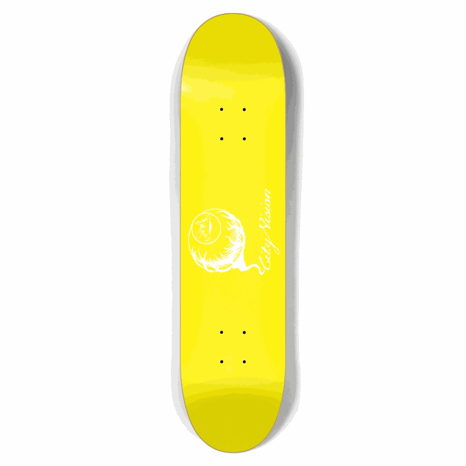 Yellow and White Logo 7.62 City Vision Skateboards  City Vision Skateboards 7.62