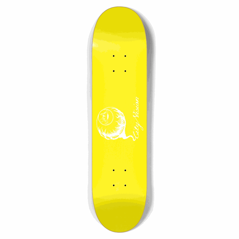 Yellow and White Logo 7.75 City Vision Skateboards  City Vision Skateboards 7.75