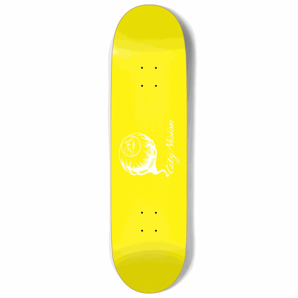 Yellow and White Logo 9.00 City Vision Skateboards  City Vision Skateboards 9.00