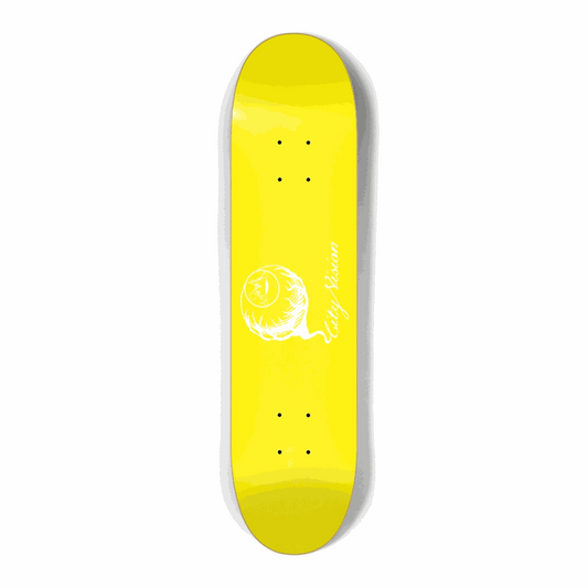 Yellow and White Logo Mini 7.25 City Vision Skateboards  City Vision Skateboards 7.25