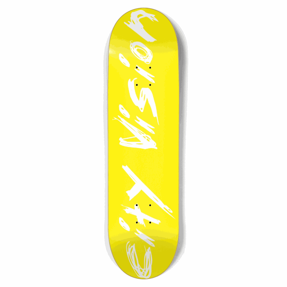 Yellow and White Name 8.75 City Vision Skateboards  City Vision Skateboards 8.75