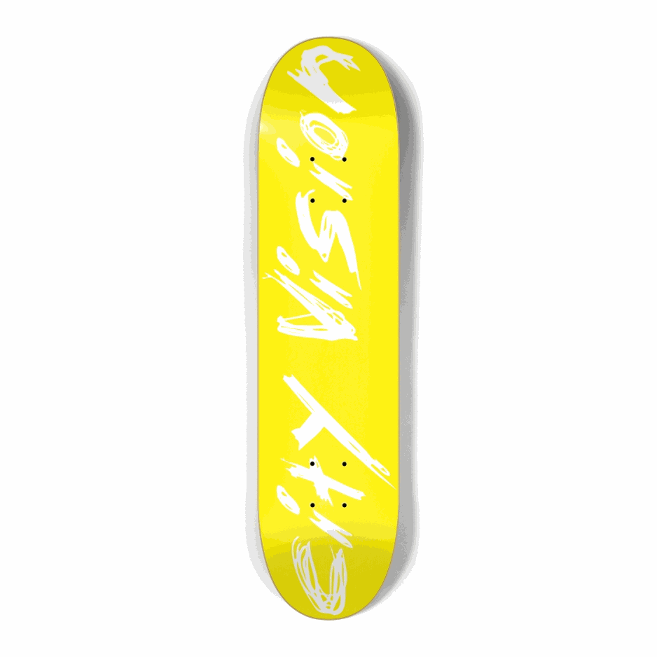 Yellow and White Name Mini 7.25 City Vision Skateboards  City Vision Skateboards 7.25